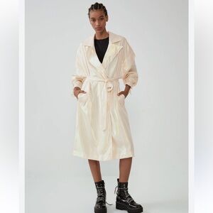 ZARA Limited Edition Iridescent Pearlescent Trench Coat Belted Sheer Midi S/M